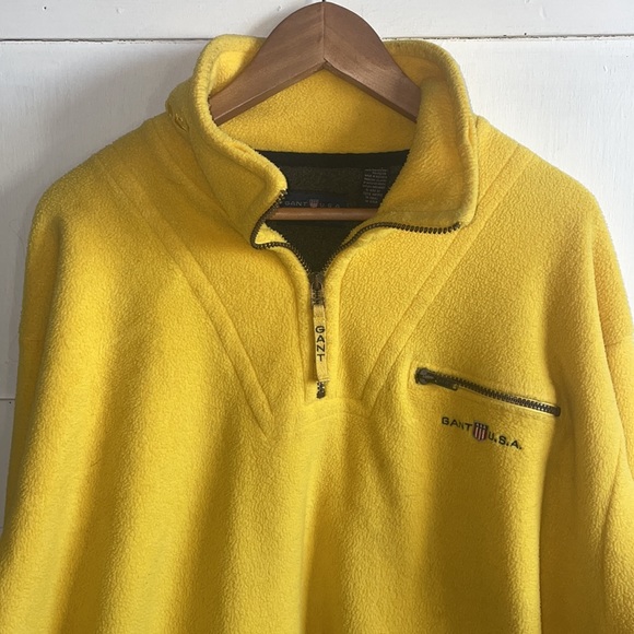 Vintage GANT USA Fleece Pullover Yellow Quarter Zip - Picture 4 of 8